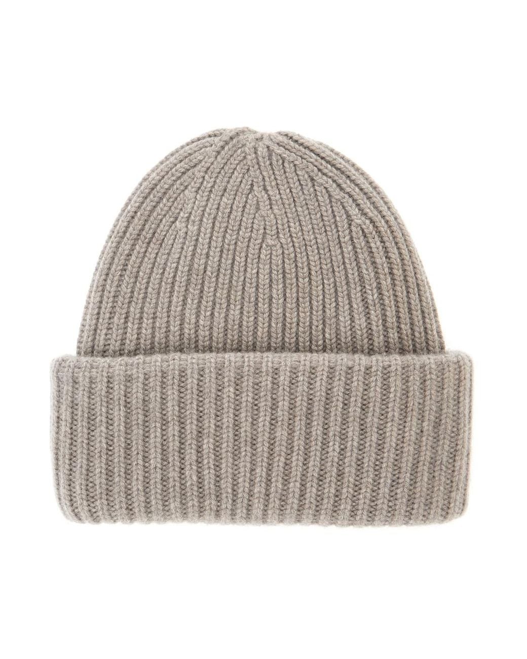 Soft Goat Gray Beanie Hat Ribbed Cashmere