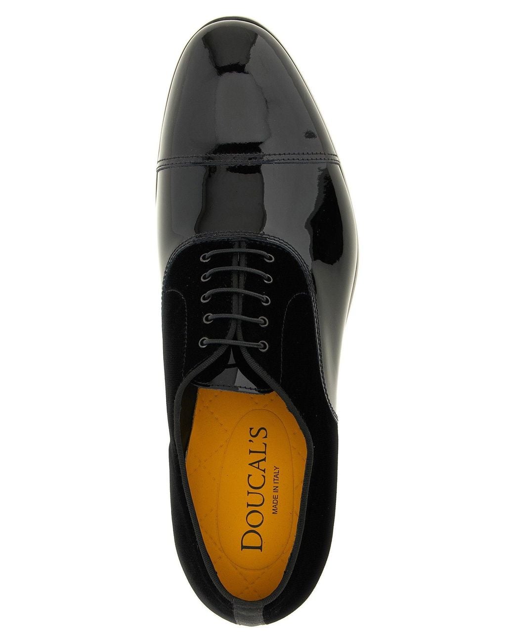Doucal's Black Patent Leather And Velvet Oxford for men