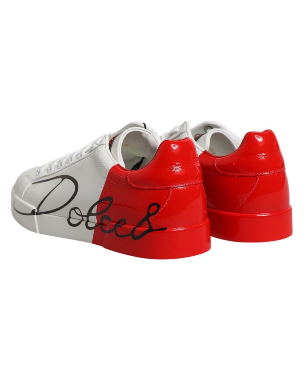 Dolce & Gabbana Red Leather Logo Portofino Sneakers Shoes And Calfskin for men