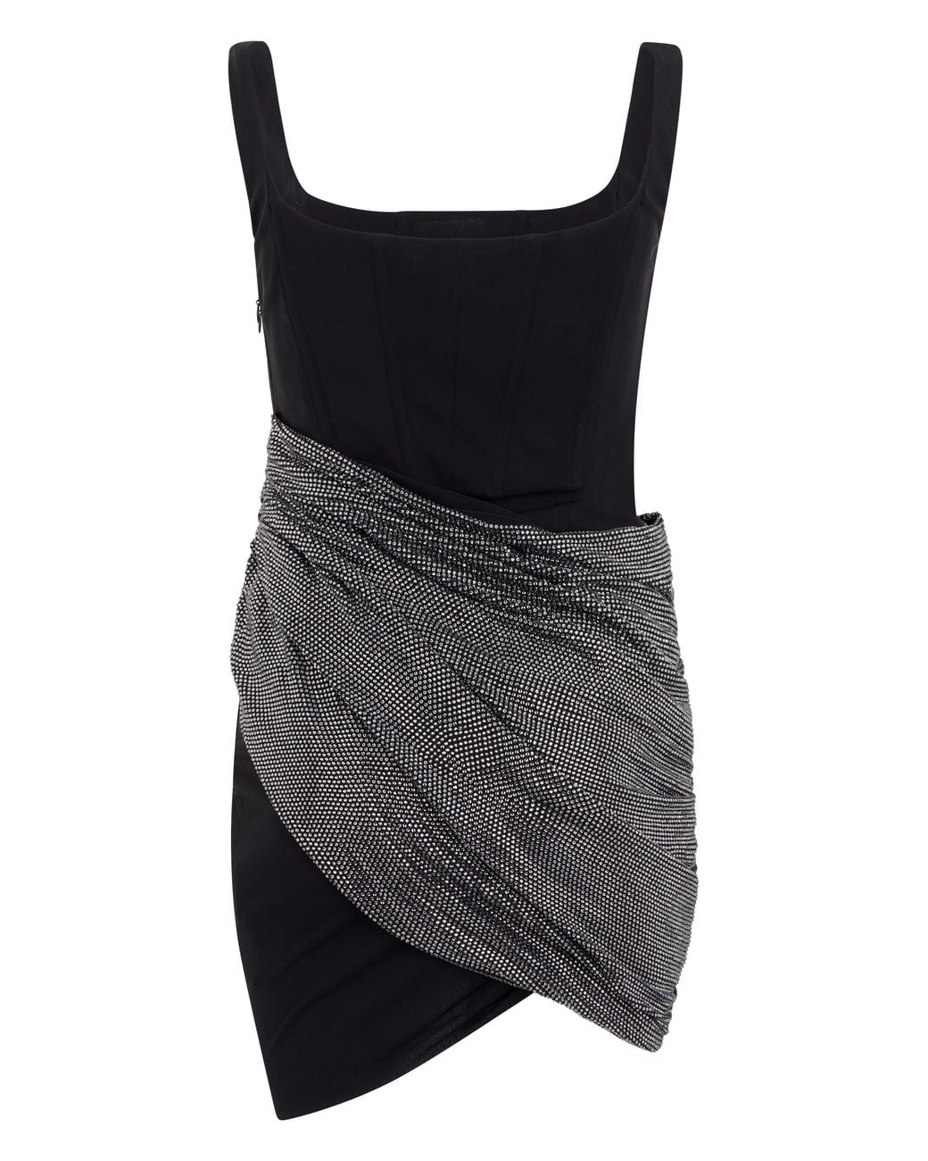 GIUSEPPE DI MORABITO Black Mini Dress With Rhinestone Belt Viscose