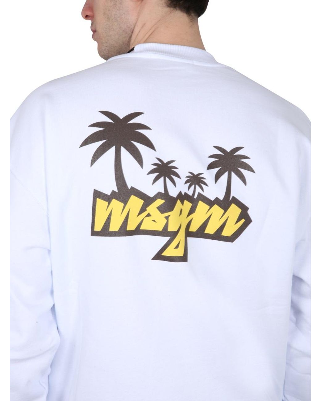 MSGM Green Msgm Logo Crewneck Sweatshirt for men