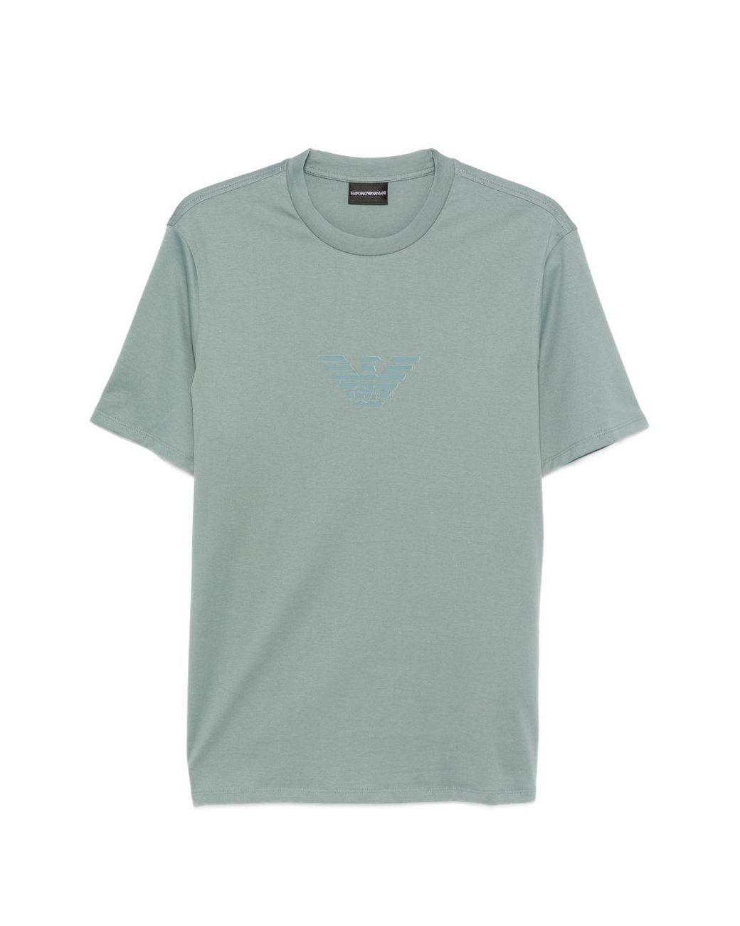Emporio Armani Green Logo-Embroidered Cotton T-Shirt