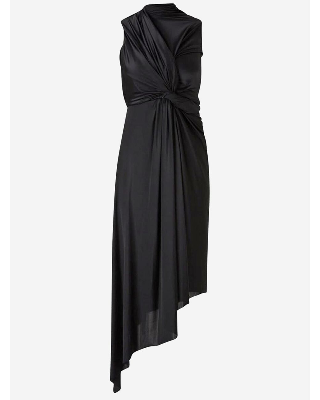 Balenciaga Black Asymmetrical Dress Stretch Fabric Polyamide