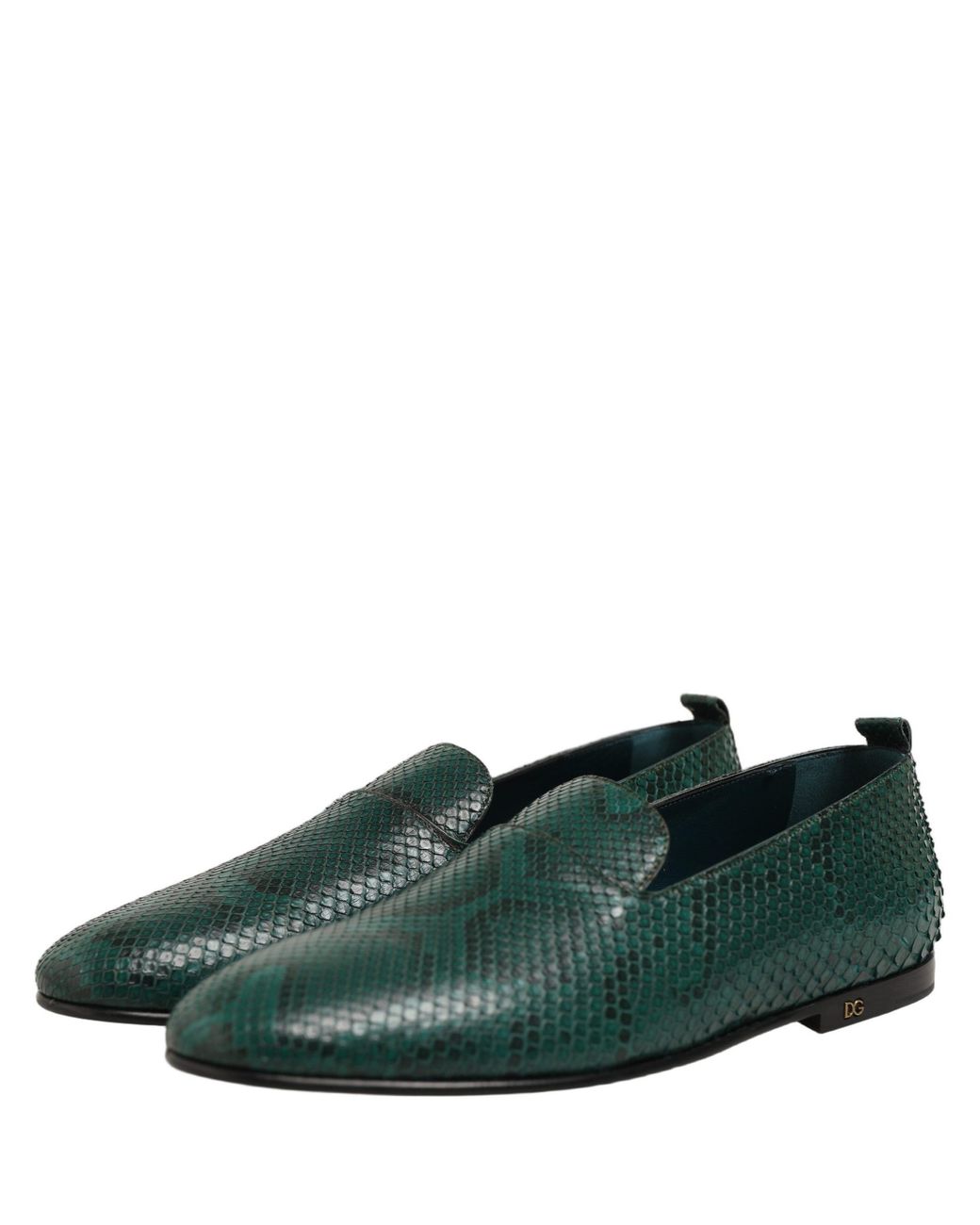 Dolce & Gabbana Black Embossed Leather Loafers Shoes Python for men