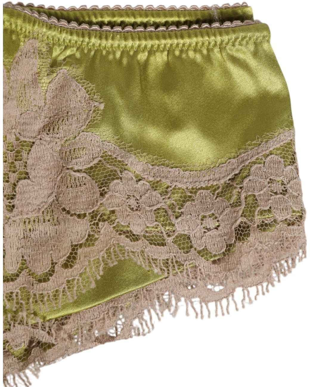 Dolce & Gabbana Green Silk Satin Lace Trim New Slip Underwear Clothing