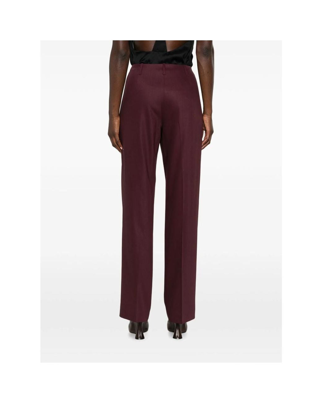 Burberry Purple Straight Trousers Wallis Wool