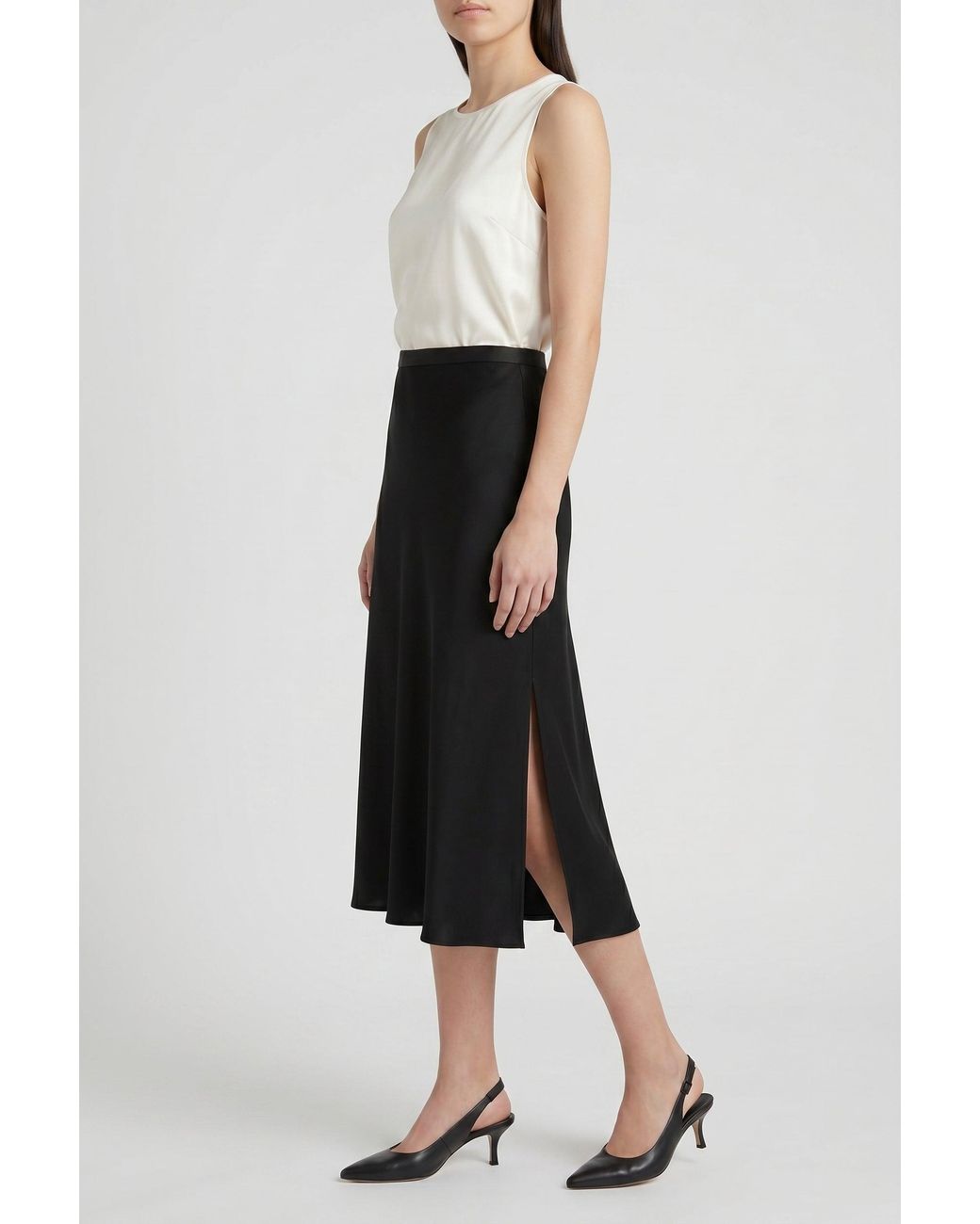 Brunello Cucinelli Black Silk Blend Midi Skirt