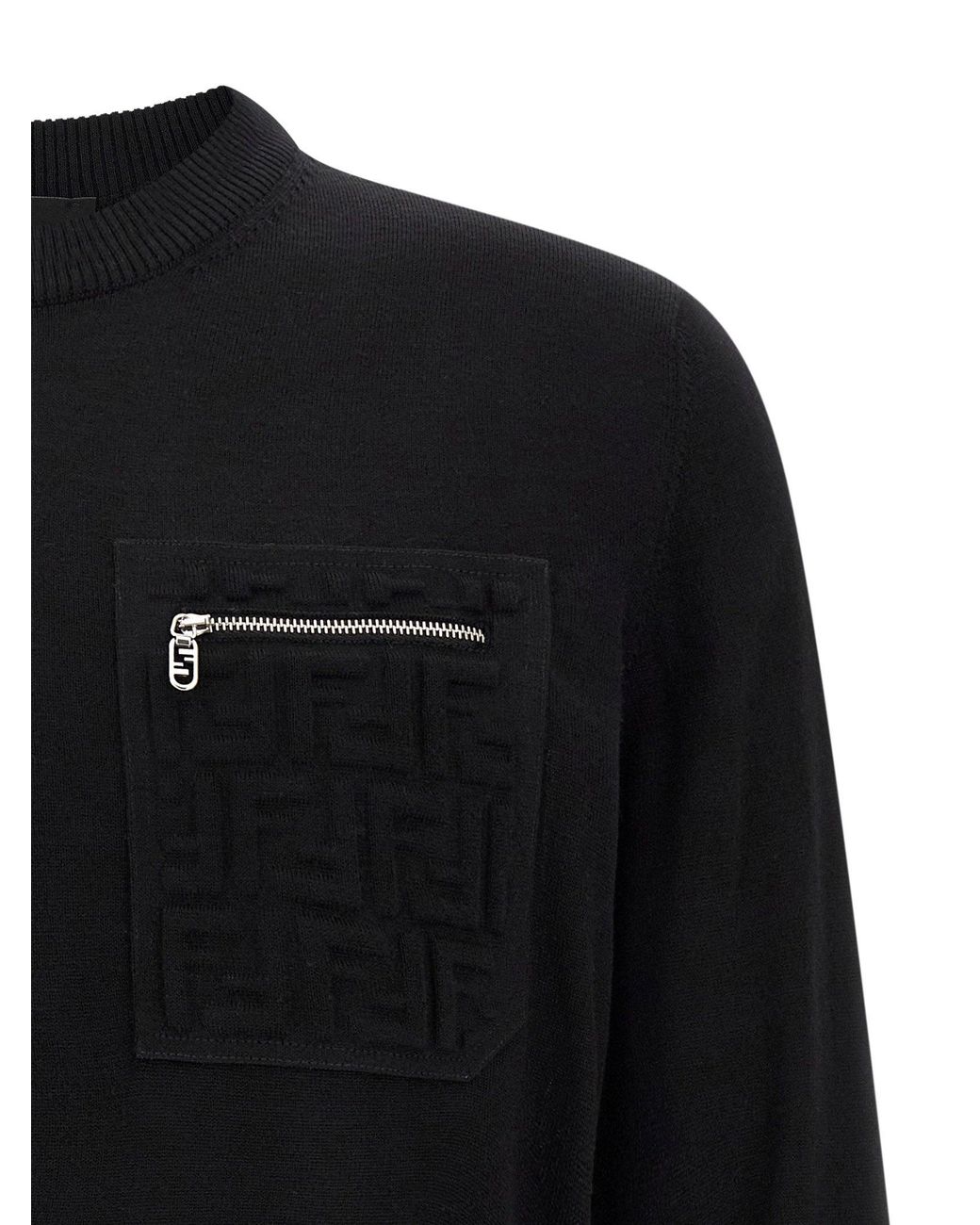 Fendi Black Ff-Pocket Wool Sweater