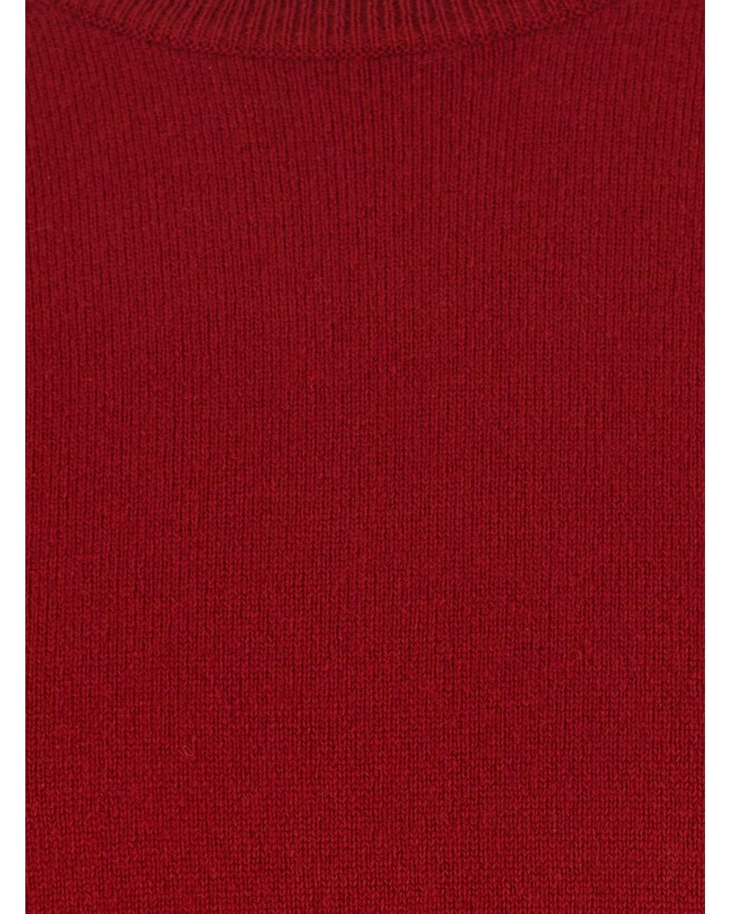 Le Plain Red Cashmere Round-Neck Sweater Top for men