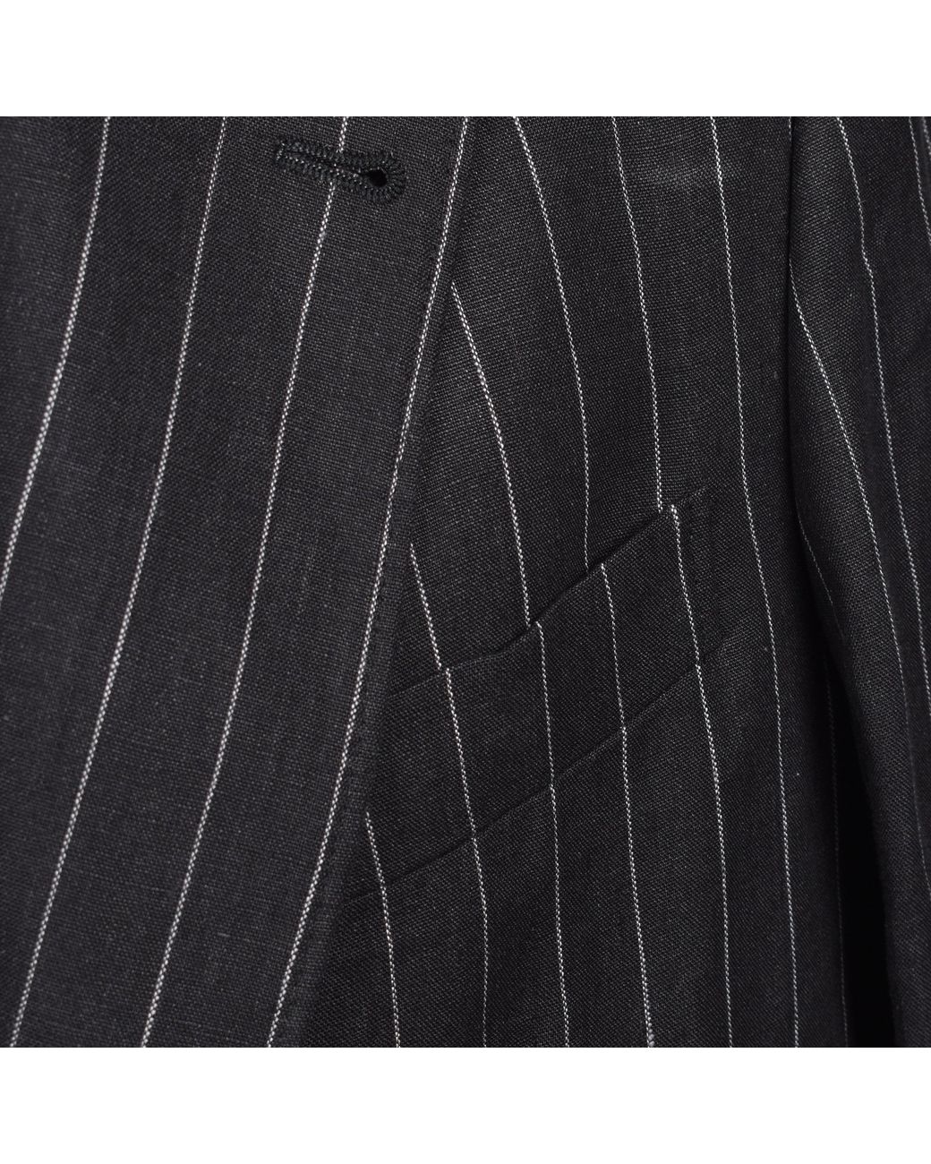 Brunello Cucinelli Black Linen Pinstripe Blazer for men