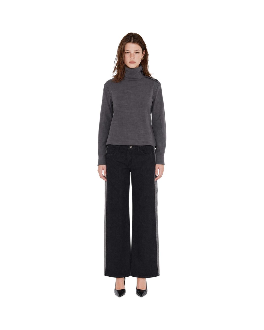 Patrizia Pepe Gray Blouse Lyocell Shirt