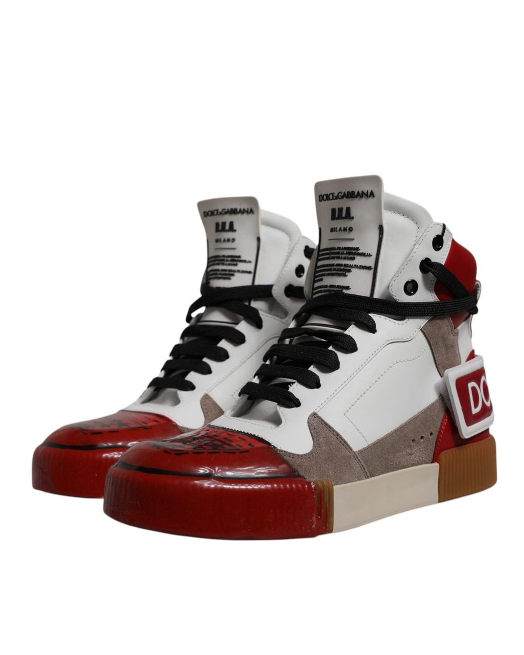 Dolce & Gabbana Red Dolce & Gabbana Leather High-Top Sneaker for men