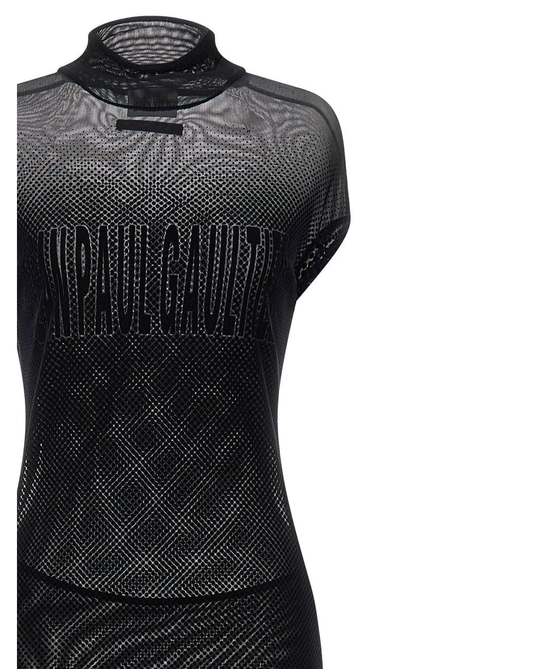 Jean Paul Gaultier Black Flocked Mesh Dress