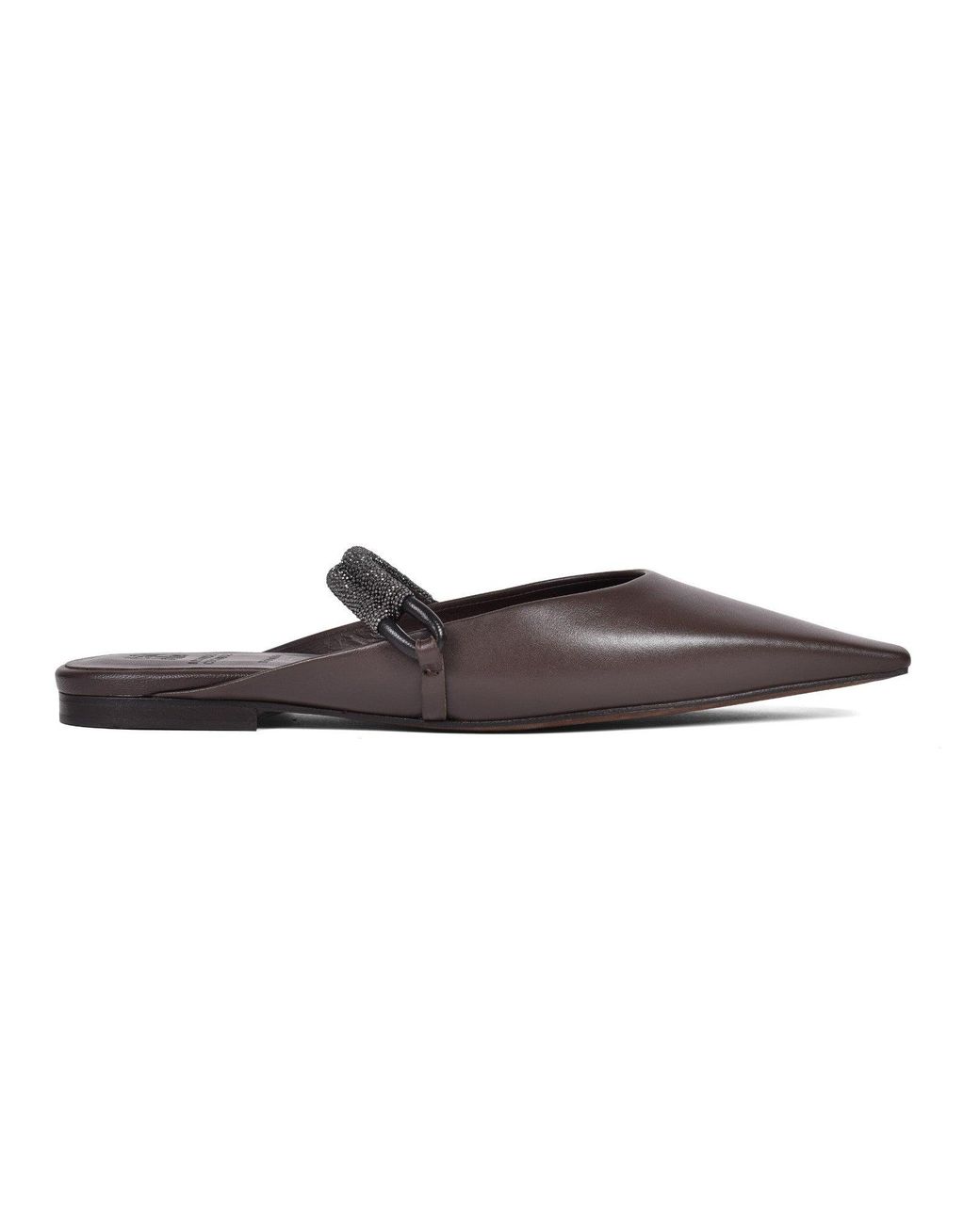 Brunello Cucinelli Black Dark Leather Flats