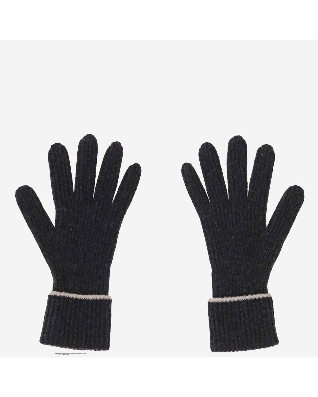 arch4 Black Ribbed Cashmere Gloves