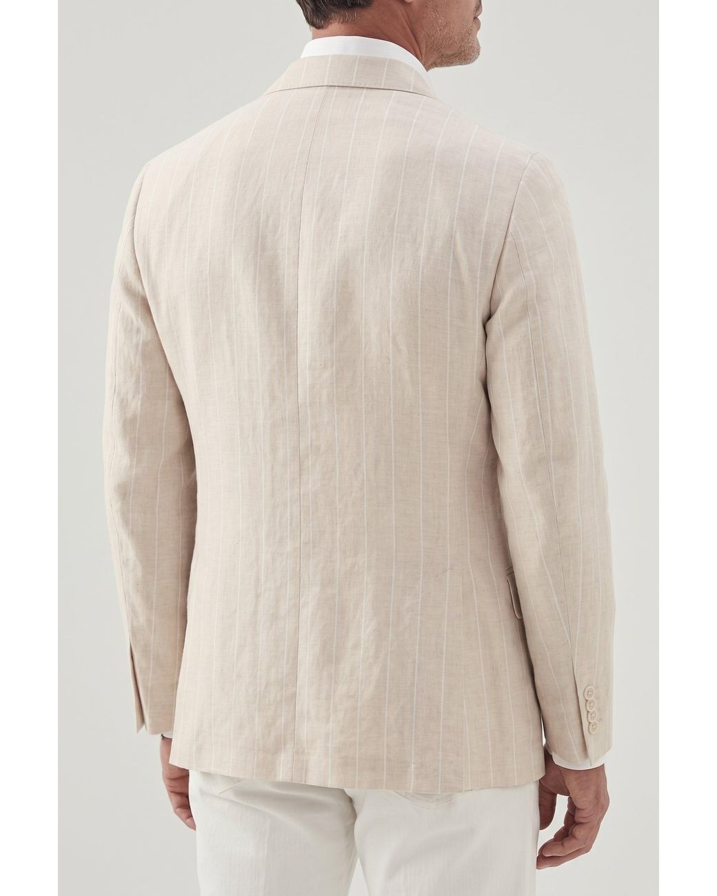 Brunello Cucinelli Natural Sand Linen Wool Tailored Blazer for men