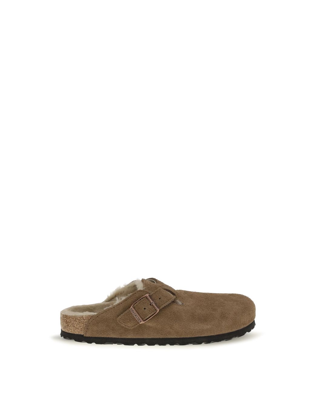 Birkenstock Brown Shearling Mules Boston Upper: Suede; Sole: Rubber Sandal