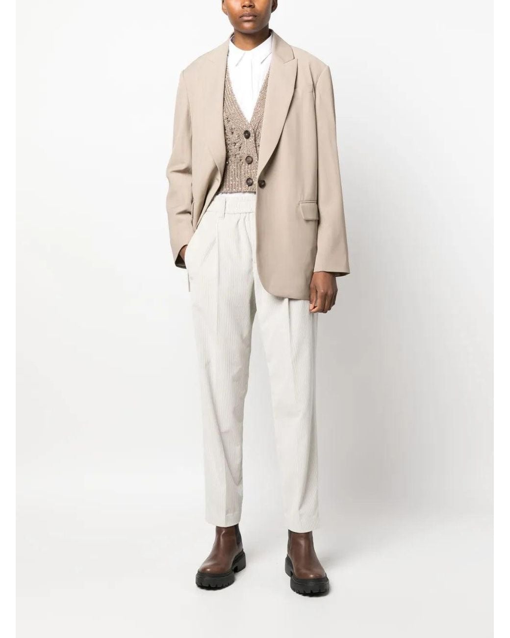 Brunello Cucinelli Natural Single Button Blazer Clothing