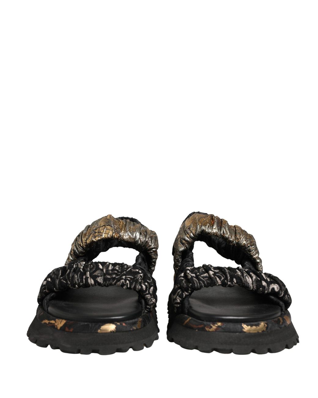 Dolce & Gabbana Black Ruching Detail Flats Sandals Shoes Leather for men