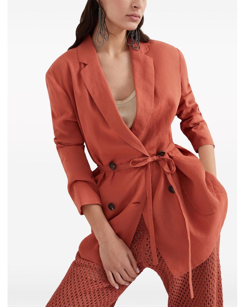 Brunello Cucinelli Red Relaxed Cotton Jacket