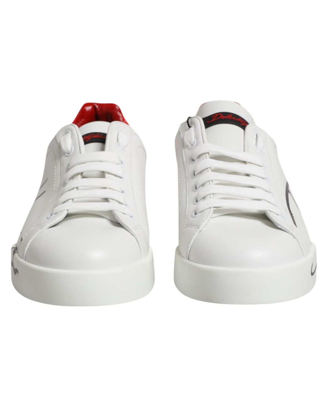 Dolce & Gabbana Red Leather Logo Portofino Sneakers Shoes And Calfskin for men