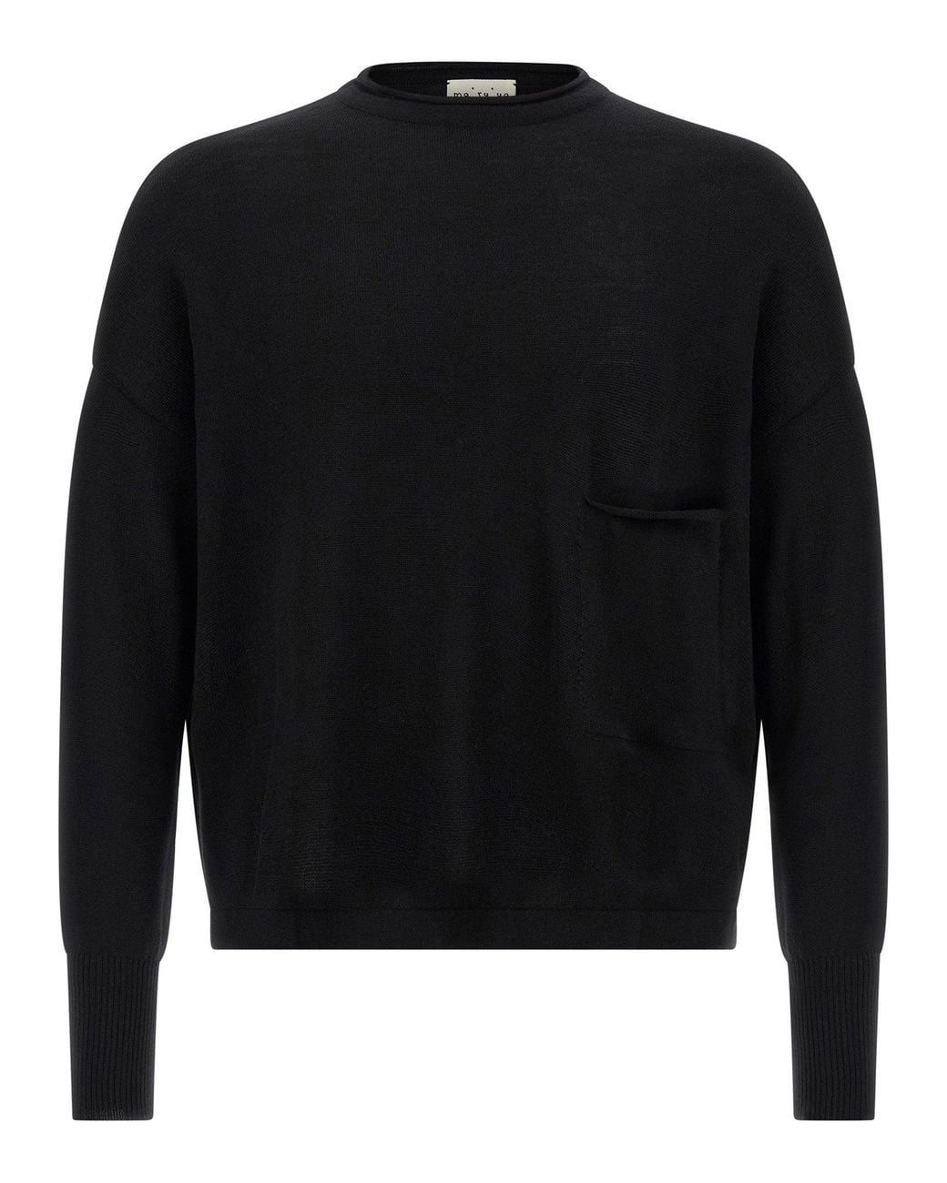 Ma'ry'ya Black Fine Wool Crew Neck Sweater