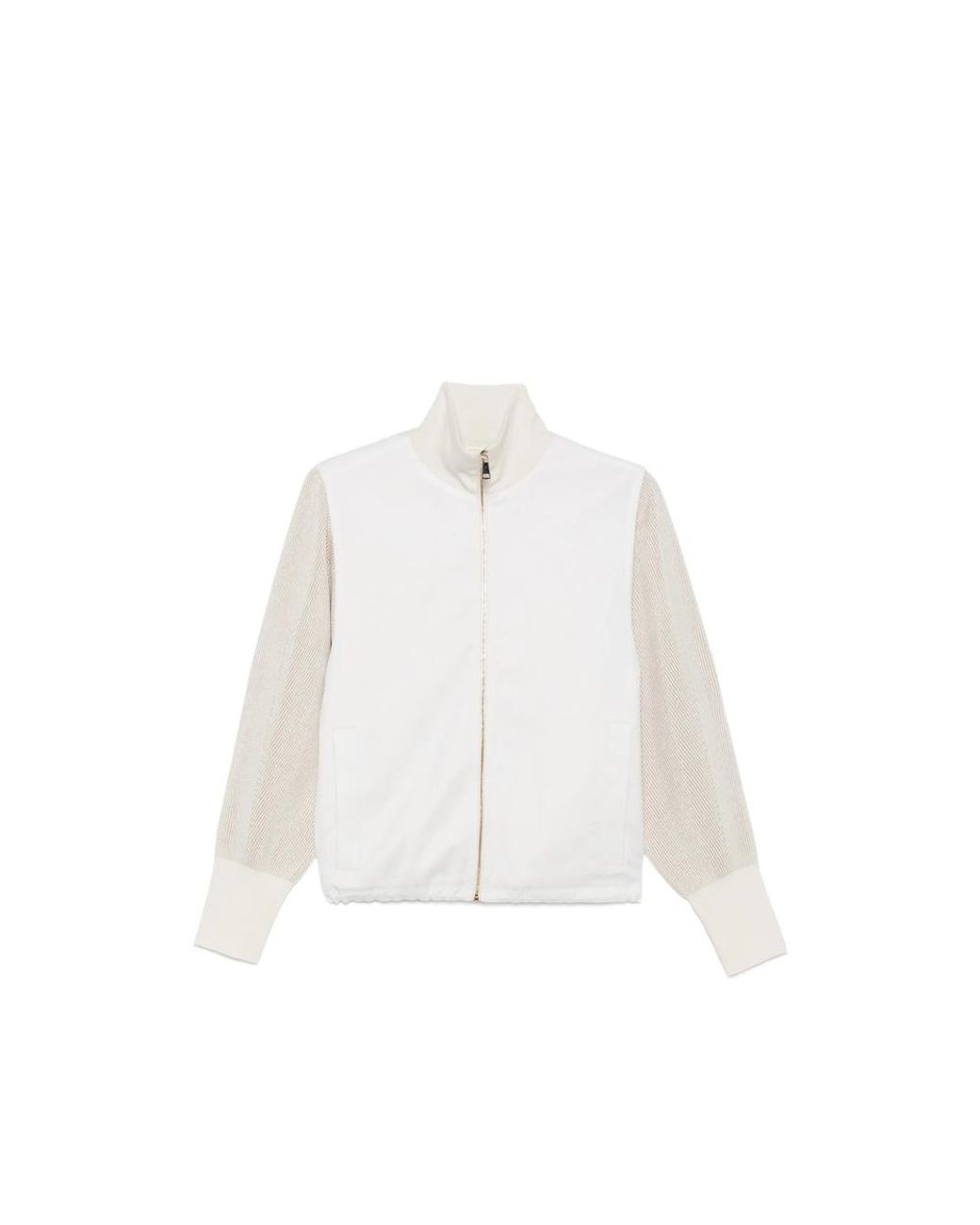 Fabiana Filippi White Ribbed-Knit Panelled Jacket