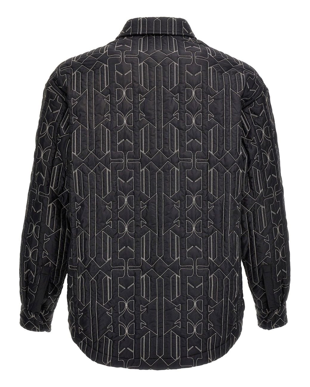 Palm Angels Gray Quilted Nylon Monogram Jacket for men