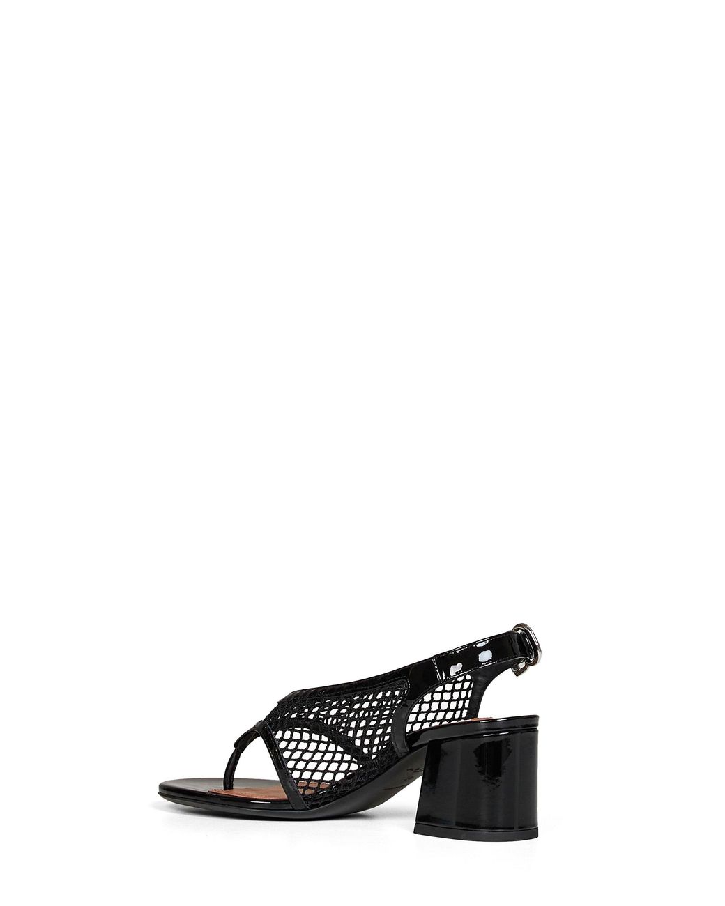 Alaïa Black Heeled Thong Sandals Fishnet & Patent