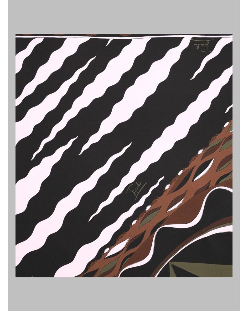 Emilio Pucci Black Printed Silk Scarf Scarfs
