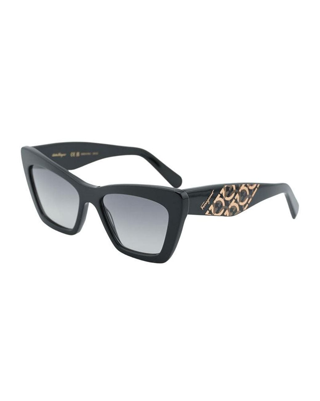 Ferragamo Brown Salvatore Sunglasses Cat Eye Full Rim, Shiny Frame And Gradient Lens Sf1081S001