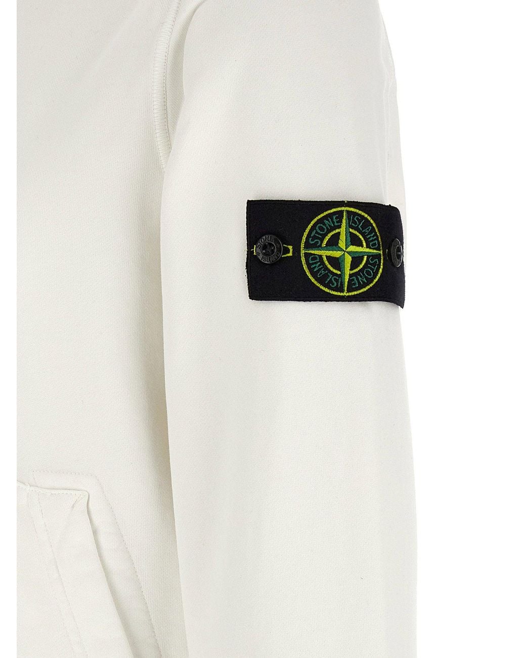 Stone Island White Garment-Dyed Organic Cotton Hoodie for men