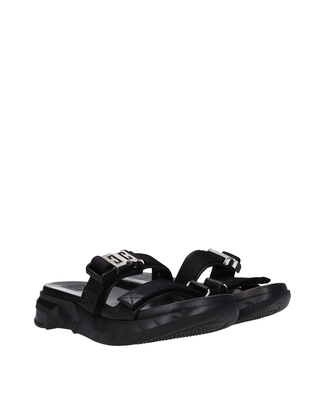 Givenchy Black Buckle Strap Leather Sandals for men