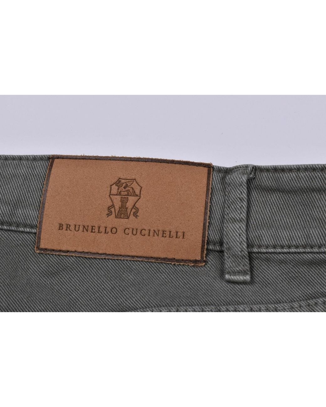 Brunello Cucinelli Gray Sage Cotton Traditional Trousers for men
