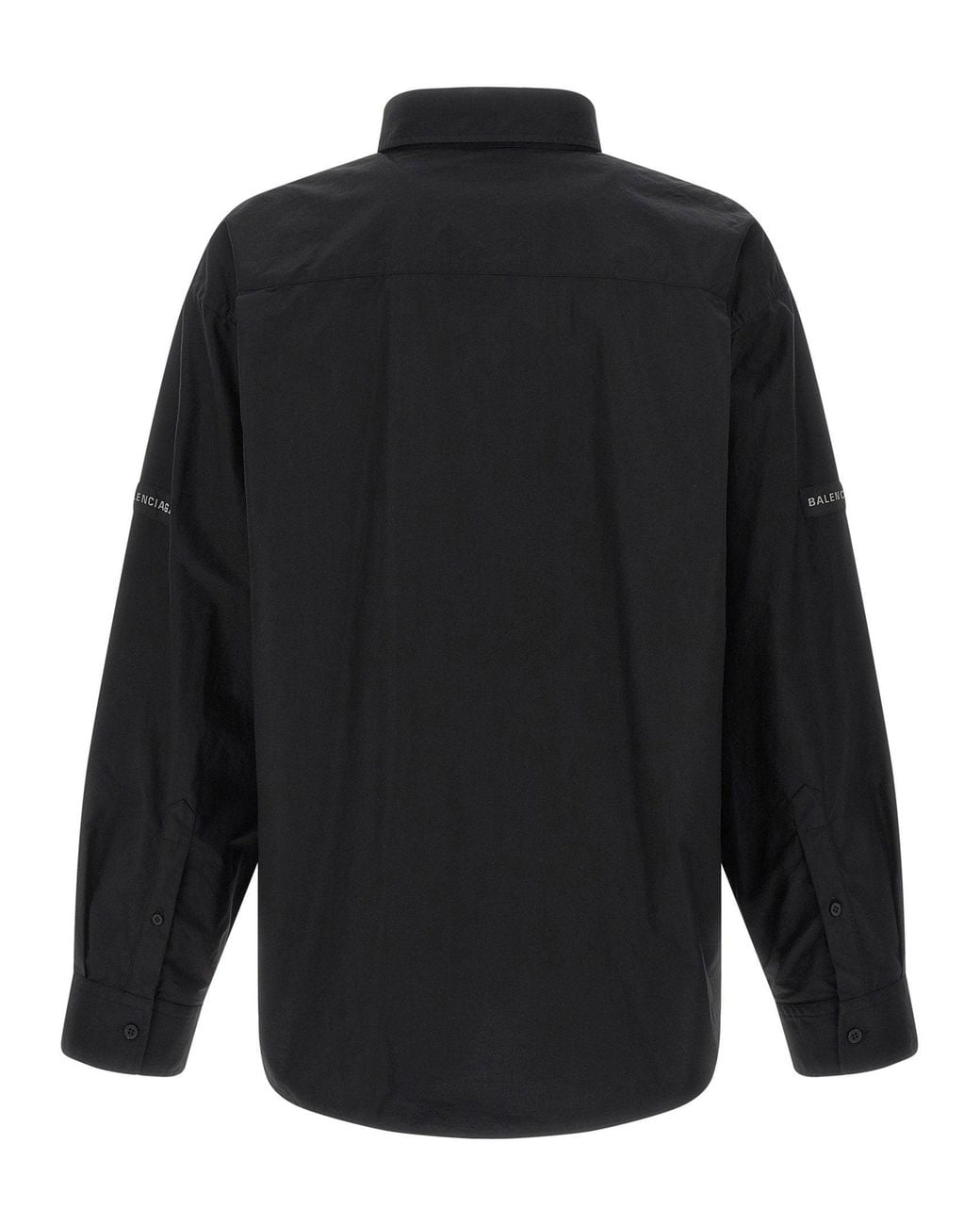 Balenciaga Blue Logo-Patch Cotton Poplin Shirt for men