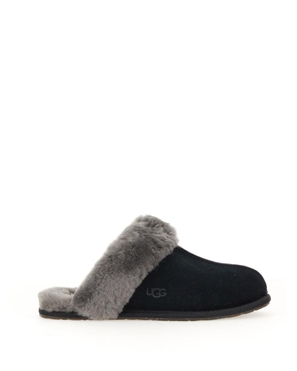 Ugg Black Slip-On Sandal Scuffette Ii Leather
