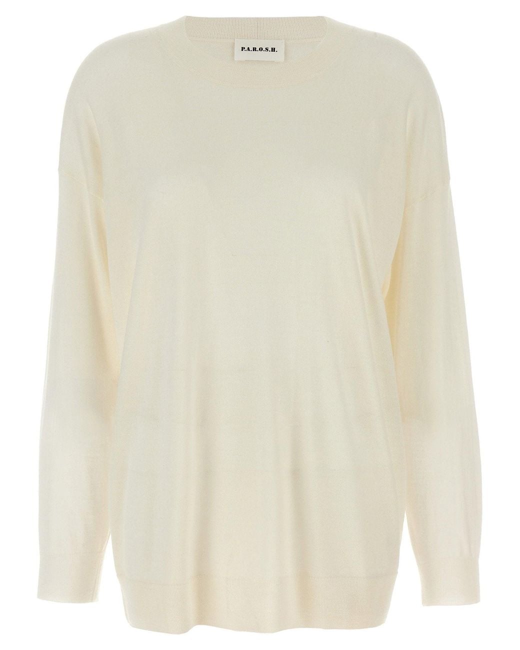 P.A.R.O.S.H. White Wool Blend Crew-Neck Sweater