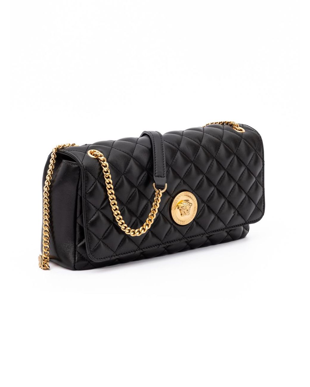 Versace Black Quilted Leather Shoulder Strap Bag
