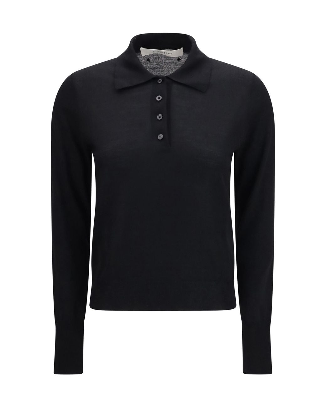 Golden Goose Deluxe Brand Blue Long Sleeve Merino Wool Polo Ovis Aries Knitwear