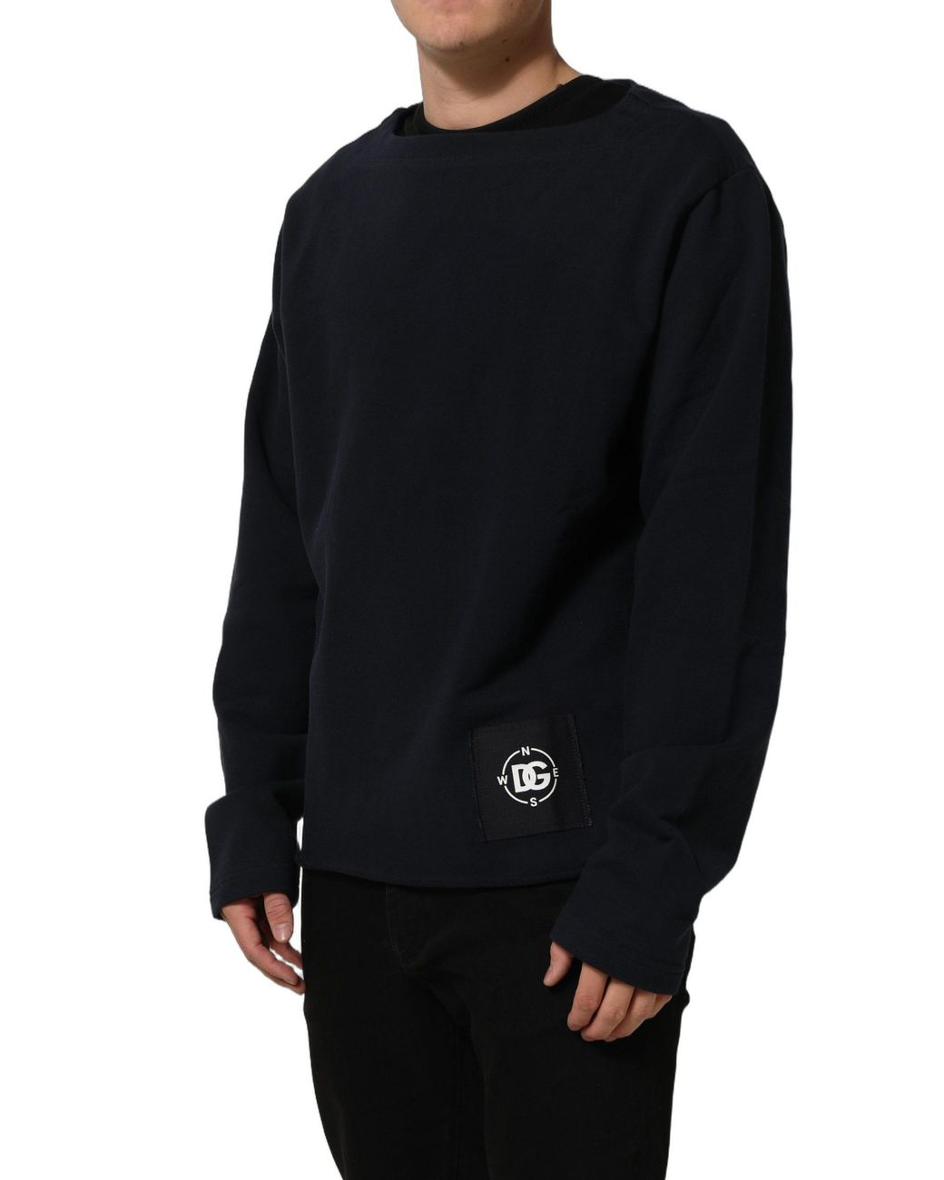 Dolce & Gabbana Blue Dark Logo Cotton Sweatshirt Sweater Clothing for men
