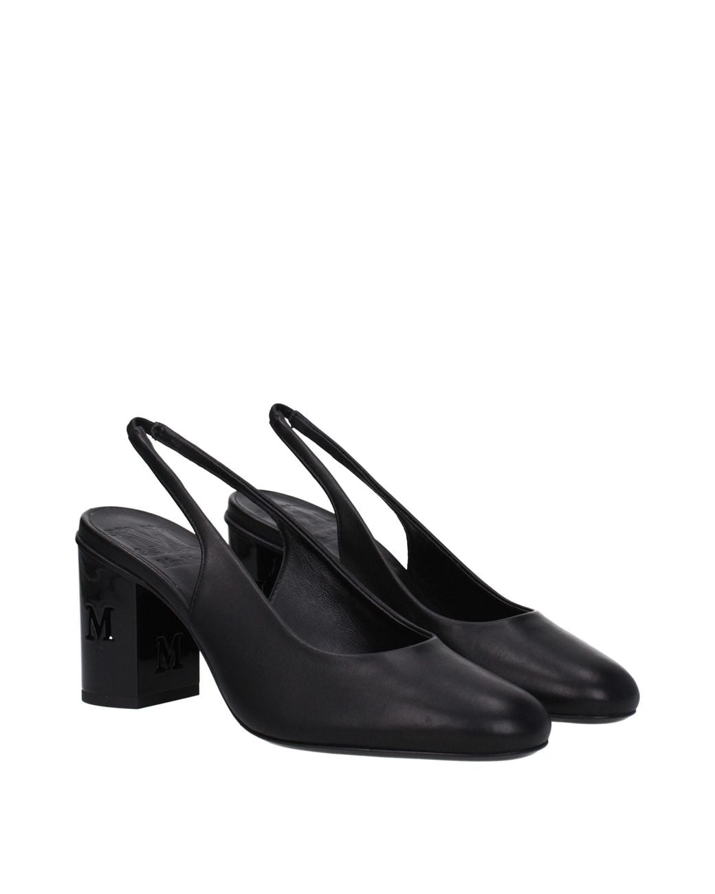 Max Mara Blue Slingback Heels Square Toe Block Heel