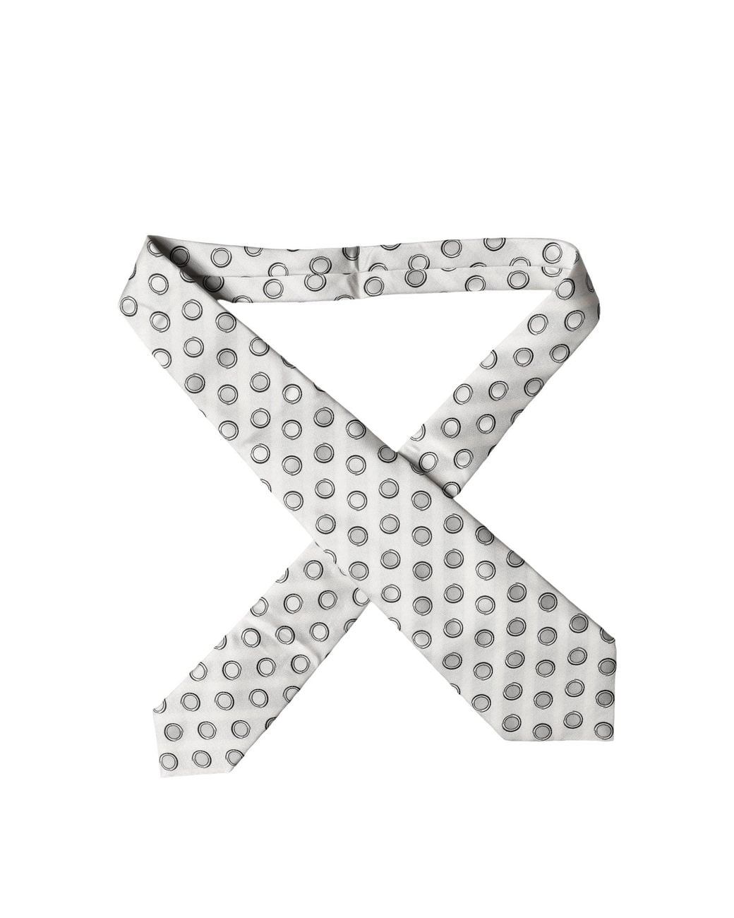 Dolce & Gabbana White Polka Dot Silk Adjustable Necktie Tie