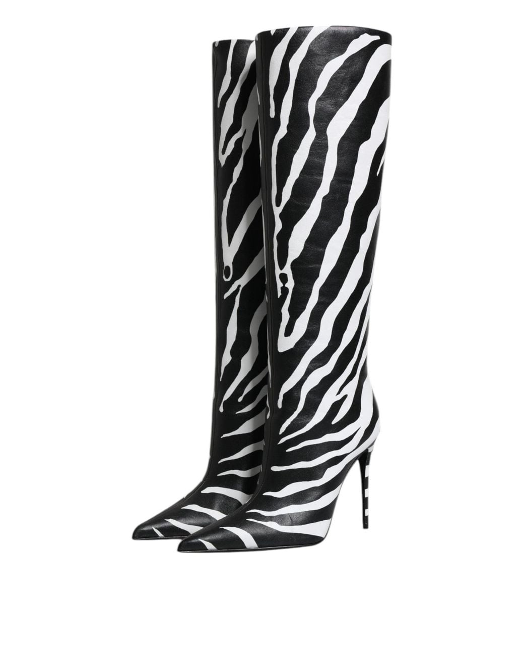 Dolce & Gabbana Black Dolce & Gabbana Zebra-Print Lamb Leather Boot