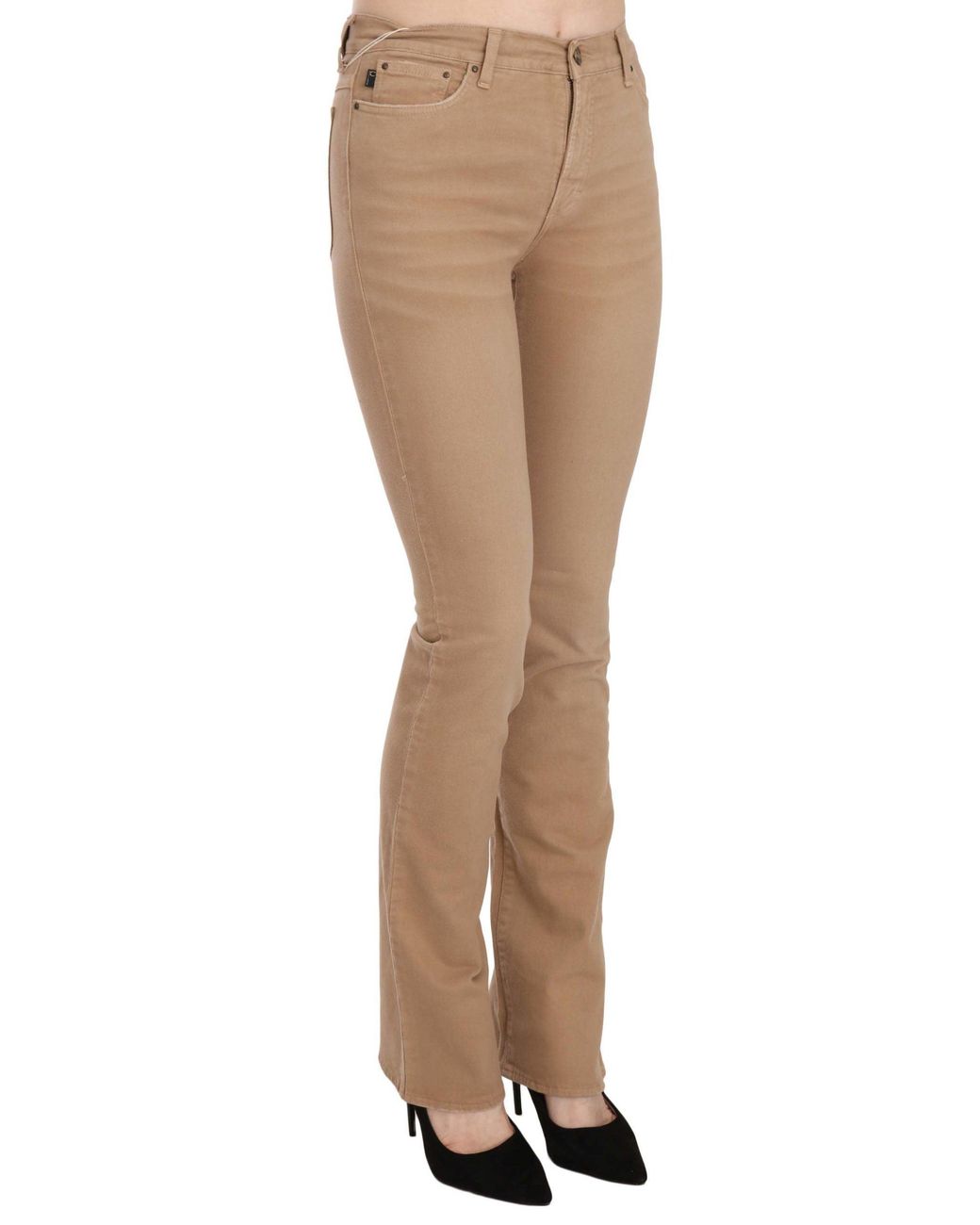 Just Cavalli Brown Cotton Stretch Mid Waist Skinny Trousers Pants Other Materials