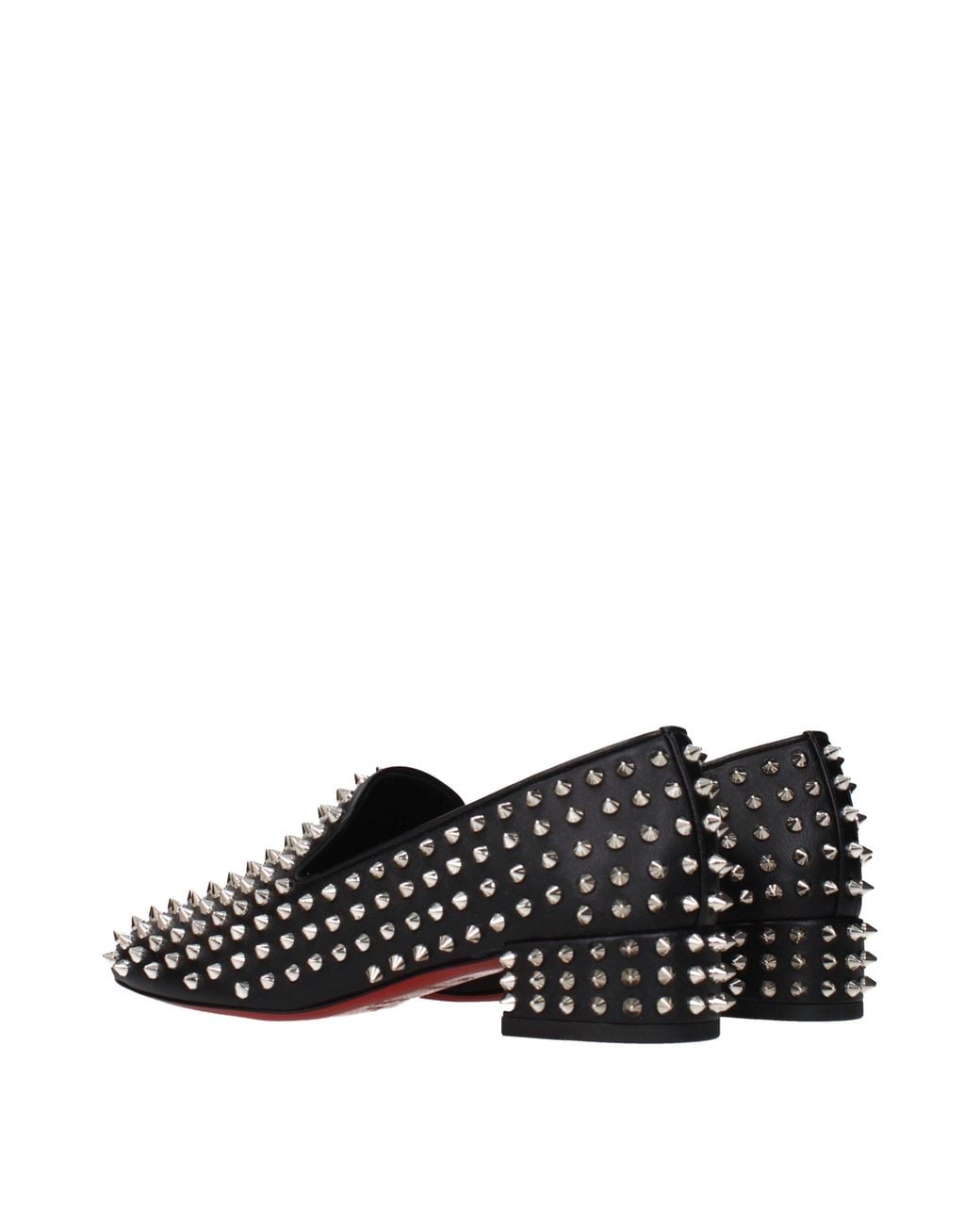 Christian Louboutin Black Leather Slip-On Loafers