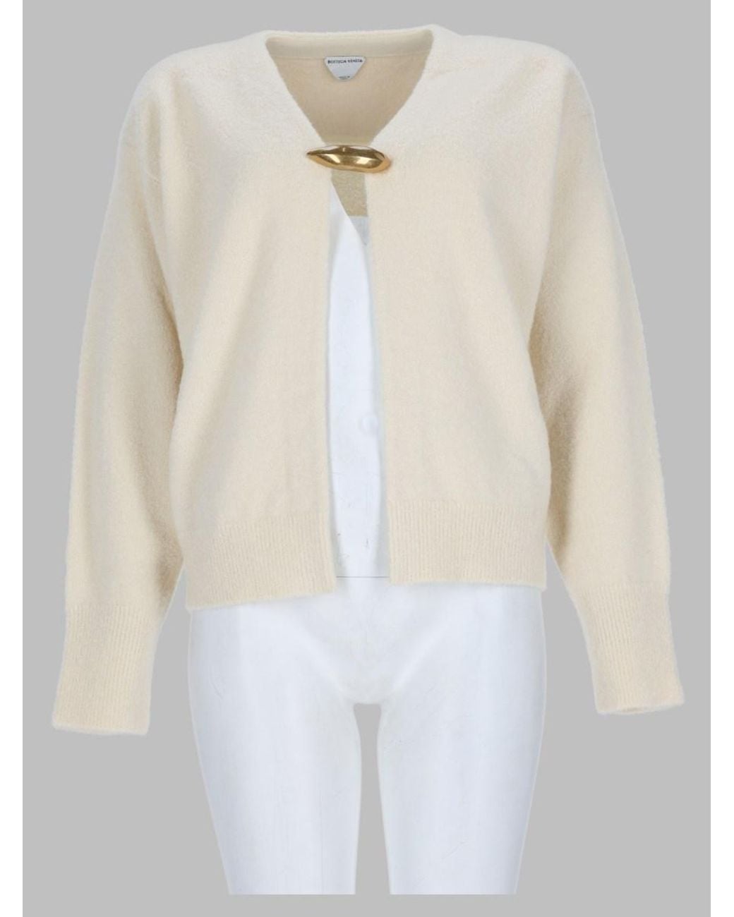 Bottega Veneta White Cashmere Cardigan Sweater