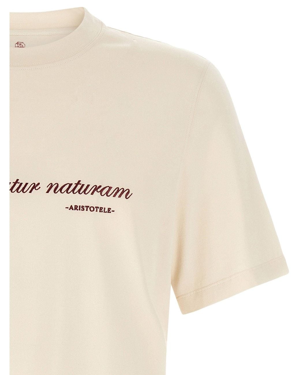 Brunello Cucinelli Natural Embroidered Logo T-Shirt for men