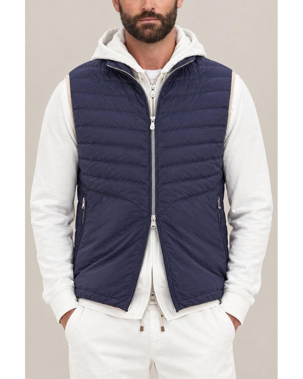Brunello Cucinelli Blue Midnight Quilted Jacket Clothing for men
