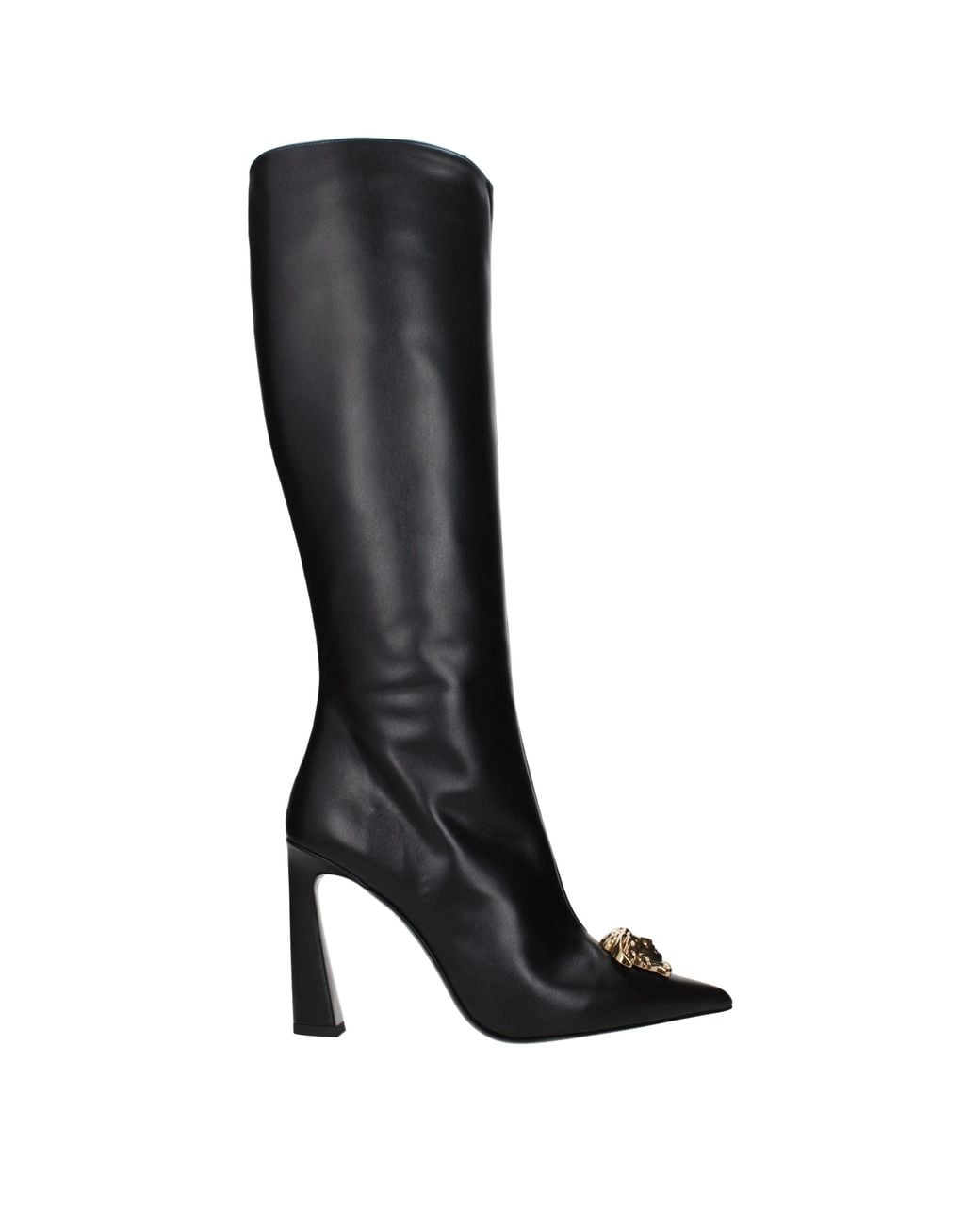 Versace Black Versace Leather High Heel Boot