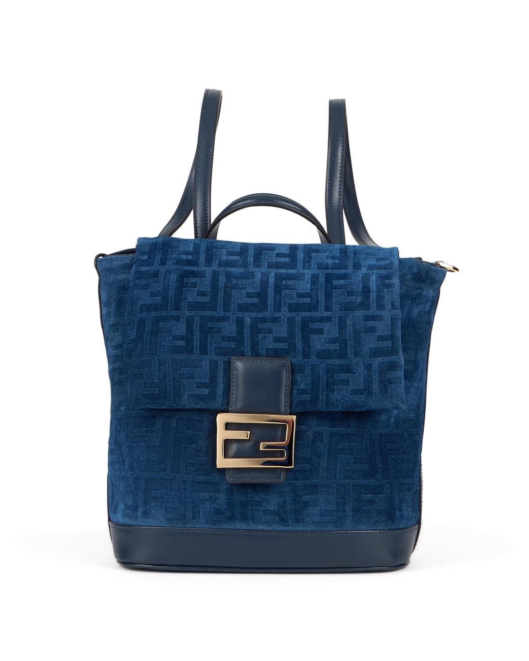 Fendi Blue Backpack Velvet Cotton Backpacks